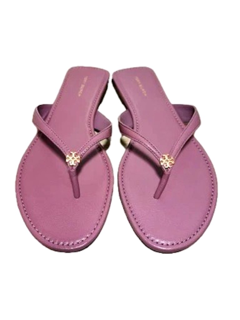 Tory Burch Classic Leather Flip Flops In Lavender Women's 8.5 New